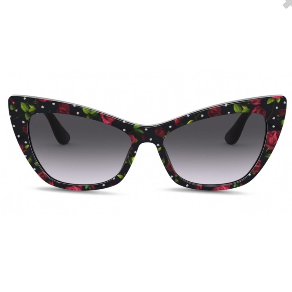 DOLCE & GABBANA 
56mm Cat Eye Rose Sunglasses - Black